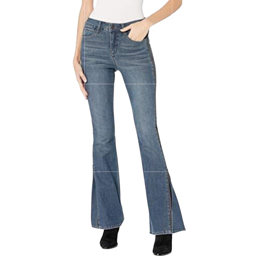 Skinnygirl 25/0 High-Rise Power Moves Side Zipper Bootcut & Flare Jeans blue NEW